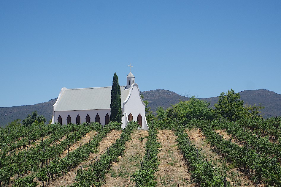 Kapelle in den Weingärten vom Weingut Montpellier in Suedafrika