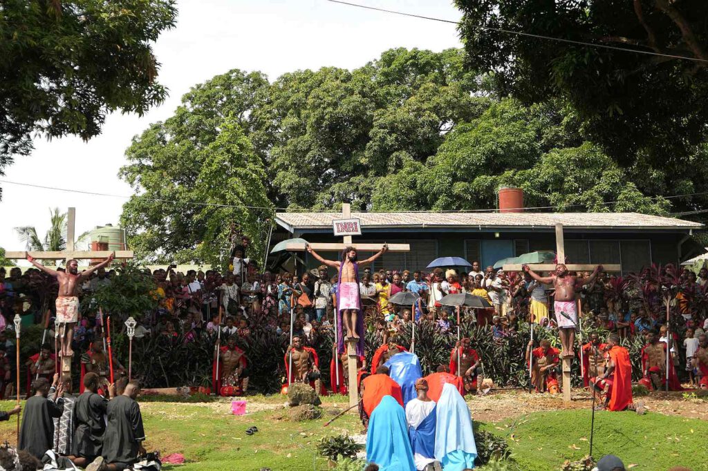 Passionsspiel Heilig-Kreuz-Kathedrale in Honiara, Salomonen