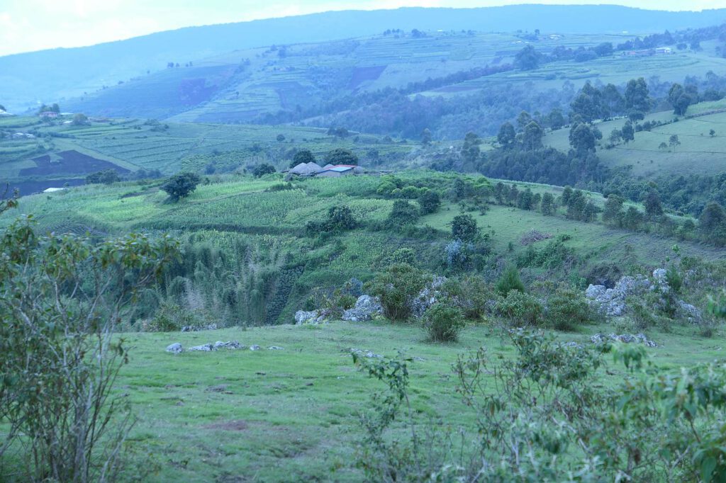 Sanfte Hügel und kleine Dörfer in Burundi